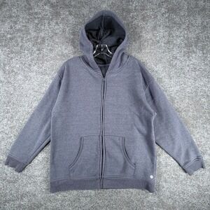 Danskin Hoodie Men's‎ Heather Gray Sherpa-Lined Athleisure Workout Full Zipper